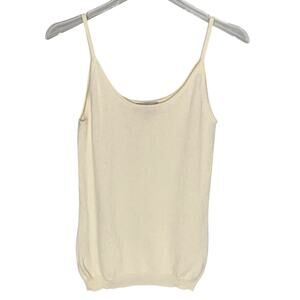 Pure Collection 2 Womens 100% Cashmere Knit Tank Sleeveless Cream *flaw
